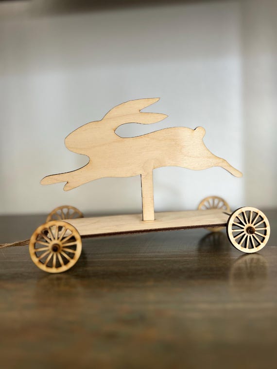 Rabbit Pull Toy Wood Cut Out Unassembled (Blank)