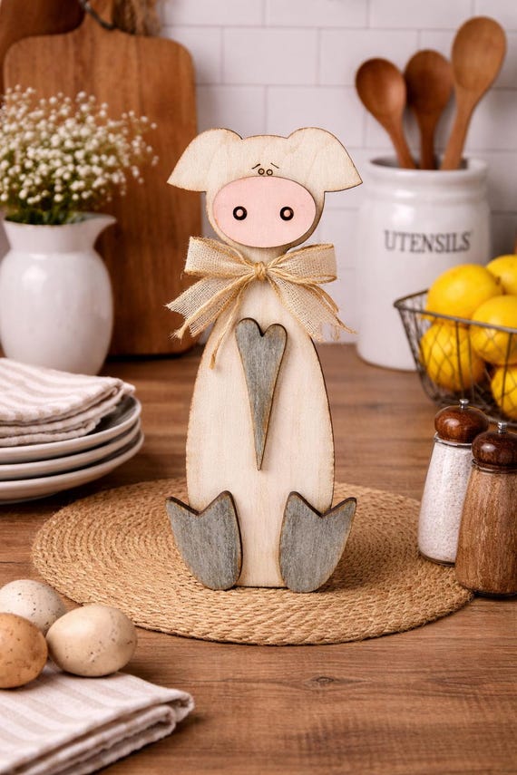 Rustic PIG DIY kit Unpainted and assembled. You paint it and you glue it together.