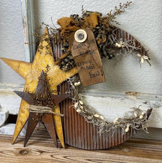 Primitive Moon and Stars Wood Kit UNPAINTED or Assembled