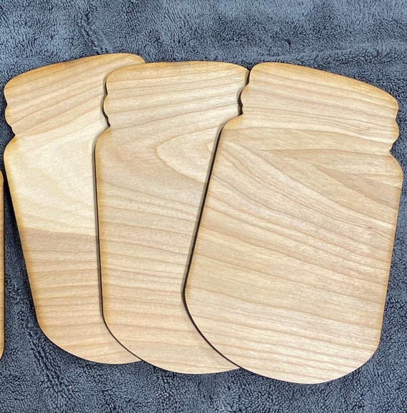 3 unpainted wood Mason Jars 4 inches tall