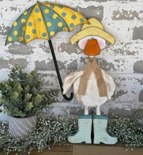 Duck with umbrella  UNPAINTED / Unassembled DIY Kit (blank)