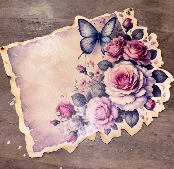 Butterfly Parchment Tattoo Paper kit with Unpainted Wood cutouts
