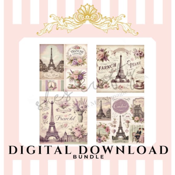 Vintage Paris Purples Digital Prints Bundle