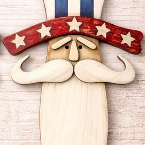Long beard Uncle Sam door hanger UNPAINTED / Unassembled DIY Kit (blank)