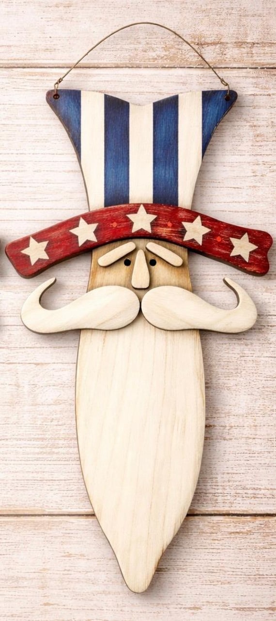 Long beard Uncle Sam door hanger UNPAINTED / Unassembled DIY Kit (blank)