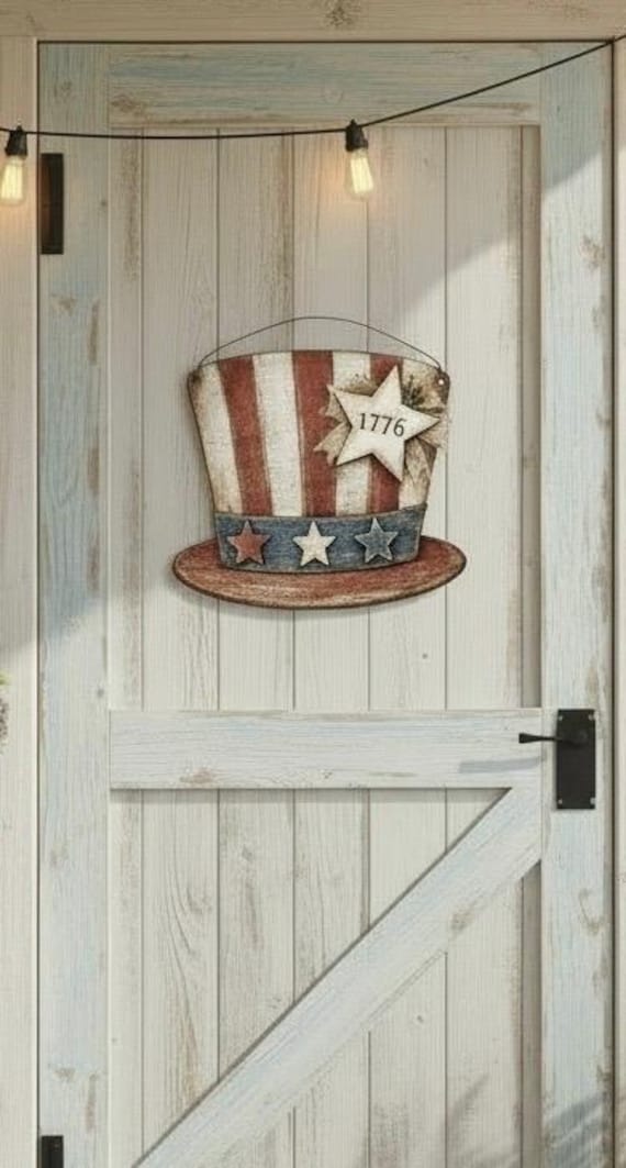 Uncle Sam’s Hat Wall/Door Hanger Wooden Kit. Unpainted, unassembled DIY = Do it Yourself. Size 10 inches Tall