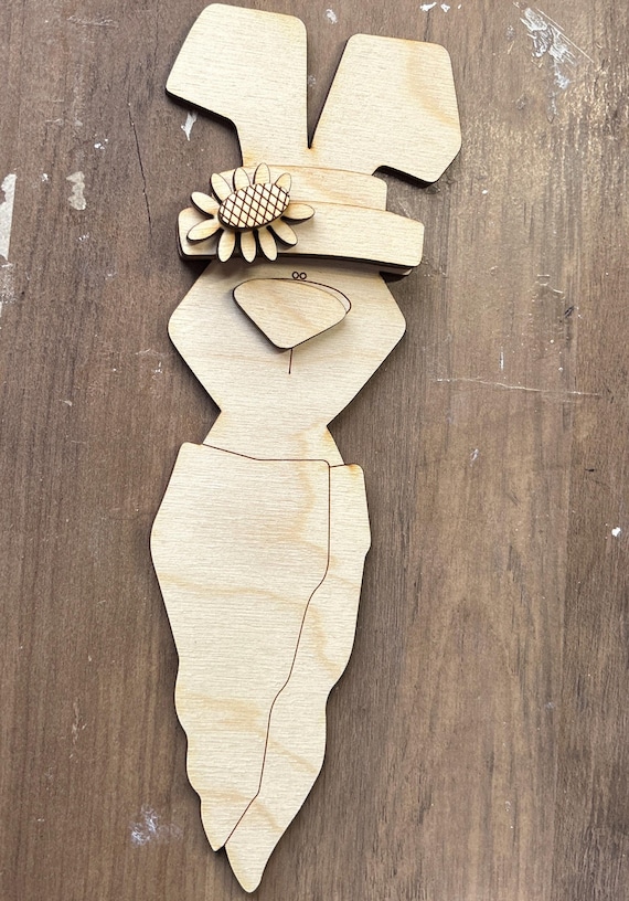 Miniature Carrot Top Bunny DIY UNPAINTED / Unassembled DIY Kit (4 inches tall)