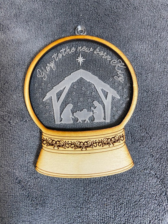 Glory to the new born king snow globe ornament