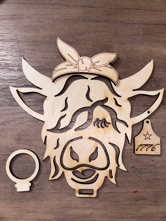 Highland Cow Nightlight attachment.  Unpainted Wood Cutout