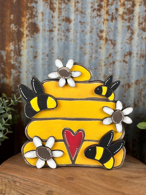 Cute Bee Hive UNPAINTED / Unassembled DIY Kit (blank)