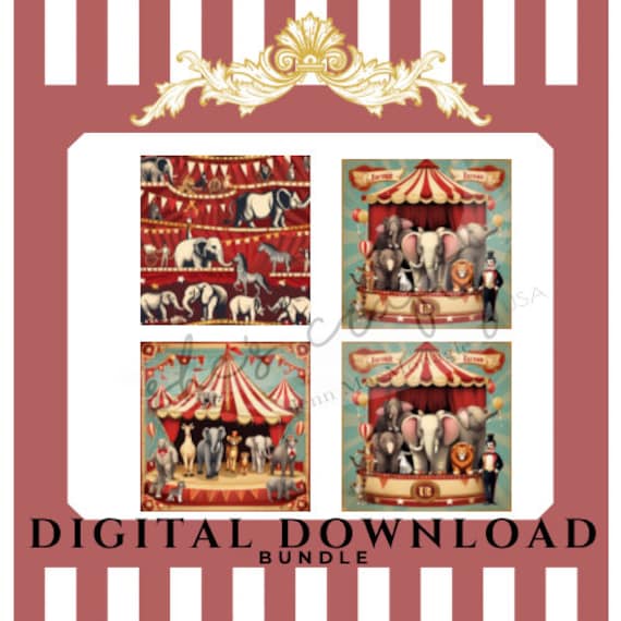 Vintage Circus Theme Digital Print