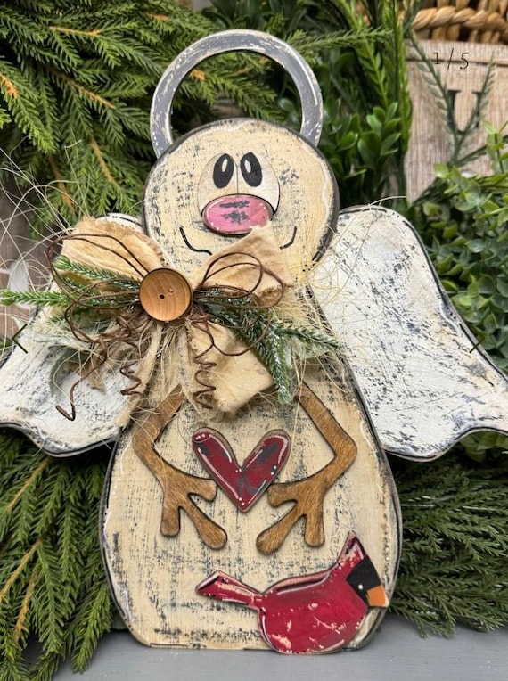 Primitive Snowman Angel Unpainted/ Unassembled DIY (Do it yourself)