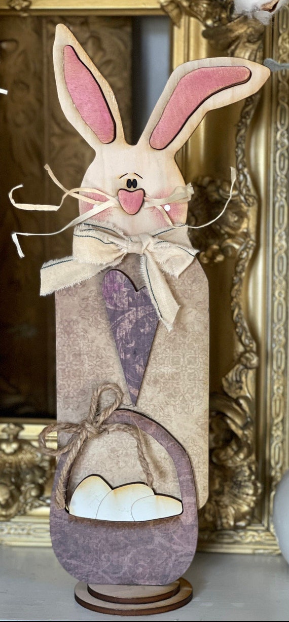 Tall Bunny with Basket DIY Kit Unpainted