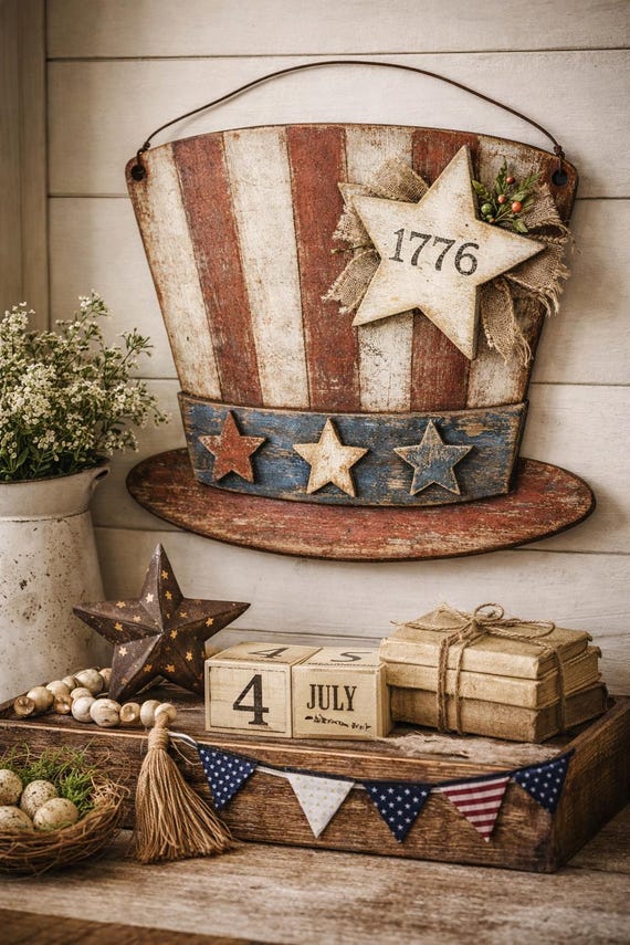Uncle Sam’s Hat 10 Inches tall. DIY KIT! (Comes unpainted and unassembled) Do it yourself! Blank Wood.