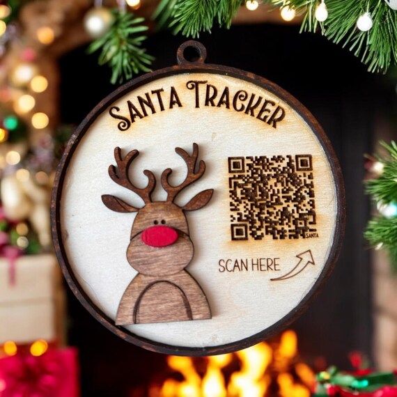Santa tracker Christmas ornament  PAINTED