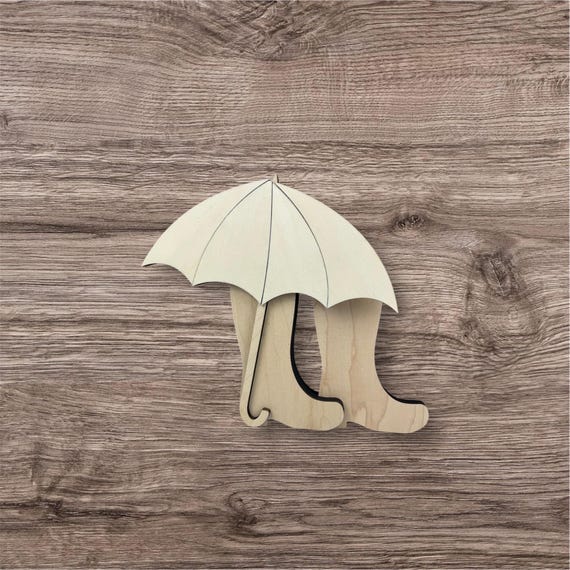 Miniature Rain boots and umbrella UNPAINTED / Unassembled DIY (blank)