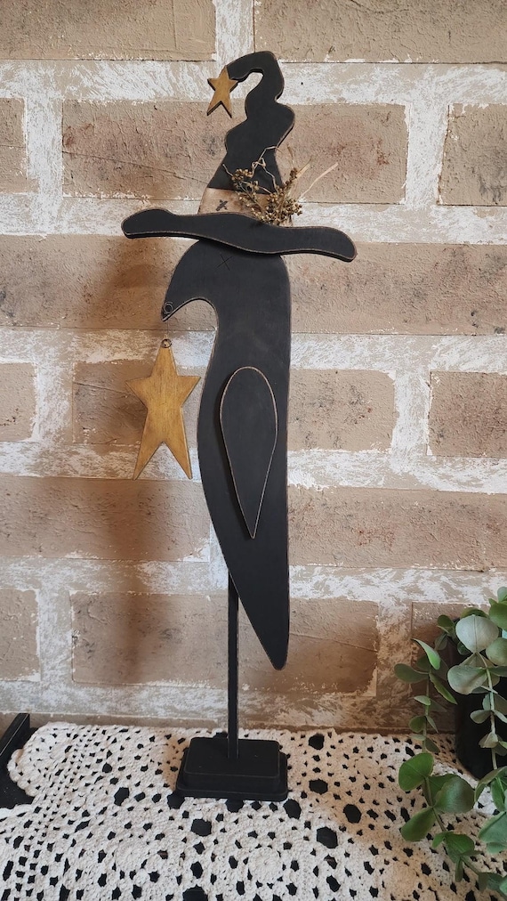 Primitive Raven Witch Wood Kit UNPAINTED or Assembled (Wooden Dowel NOT included)