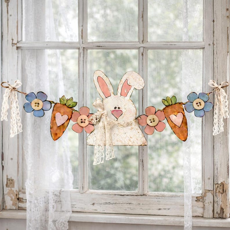 Rustic Bunny and Carrot Banner Unpainted DIY Kit (you Put It Together ...