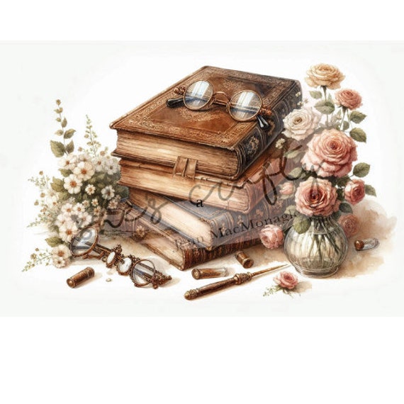 Vintage Book Stack Bundle Printables (Not a physical item)