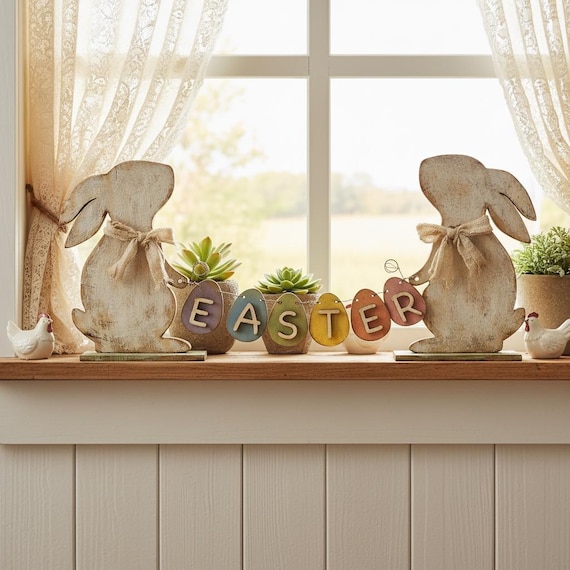 Rustic DIY Easter Bunny banner Unpainted/Assembled