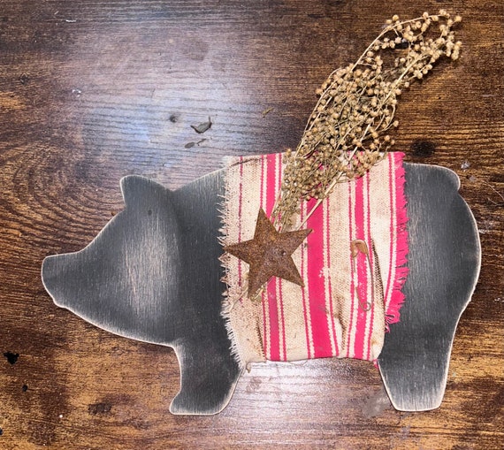 Primitive Style Pig Unpainted Wood Cutout