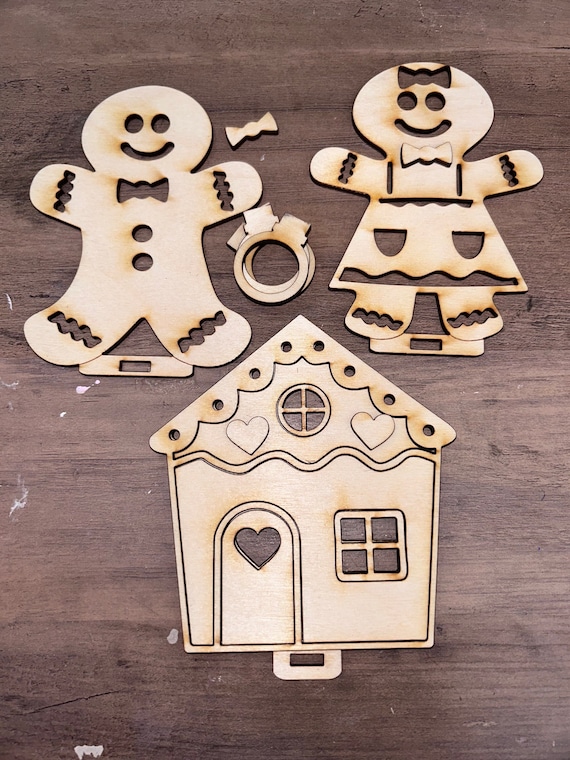 Gingerbread Bundle Nightlight attachments Unpainted Wood Cutouts