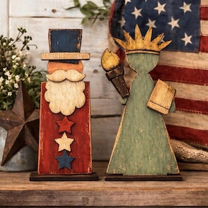 SVG file Primitive Uncle Sam and Lady Liberty (No Physical Item)