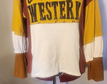 Let’s Get Western Upcycled Shirt – Eco-Friendly Patchwork Cowgirl Top | Handmade Western Style Clothing | Fiber Revival Studio