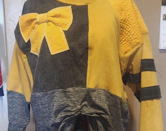 Upcycled Quilted Bow sweatshirt