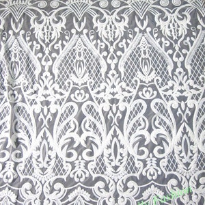 White Sequin Embroidery Lace Fabric Stretch Mesh Gown Dress Wedding Fabric By The Yard 51&#39;&#39; Width