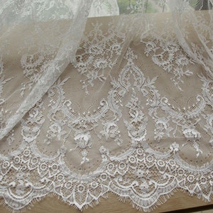 White Stretch Lace Fabric - By The Yard 