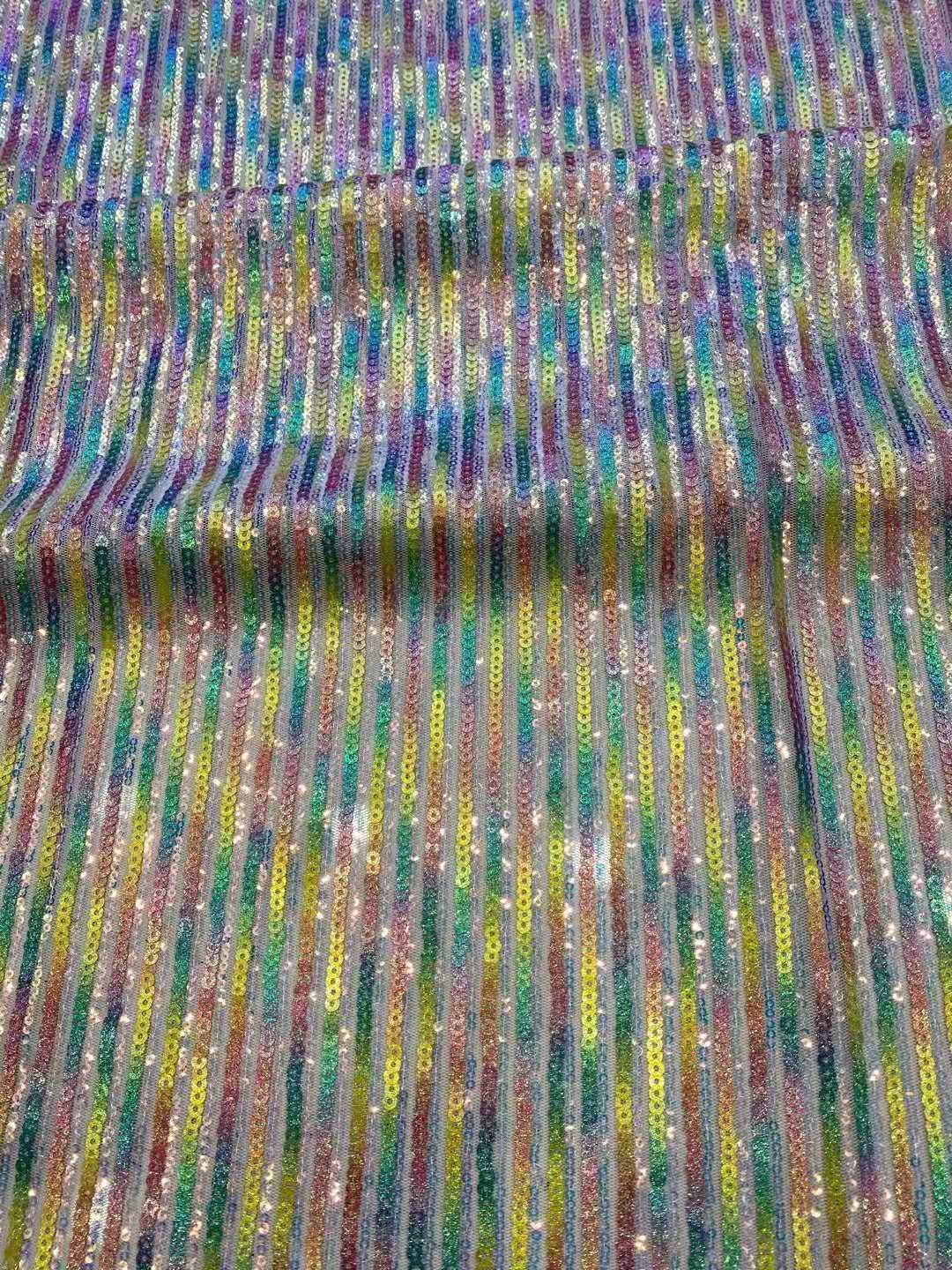 Shiny Iridescent Rainbow Sequin Fabric /By The Yard/ Etsy