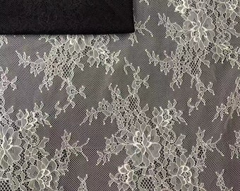 Soft French  Stretch Lace Fabric DIY Wedding Bridal Dress 59'' Width Vintage Veil Lace 2023