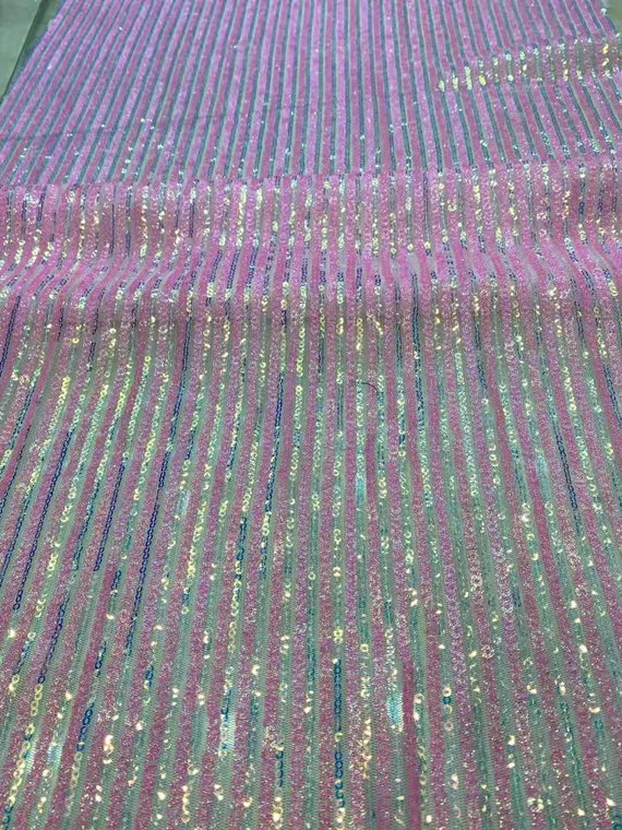 Iridescent Pink Sequin Fabric /Glitter Sequin Fabric/By The Yard/ 51''  Width/ Dresses, Tablecloths, Nightgowns, Prom Gowns,Pillows, Backdrop - Main Image