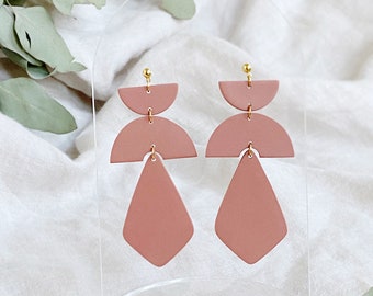 Valor Dangles in Brick | Modern Polymer Clay Statement Earrings | Gifts for Her