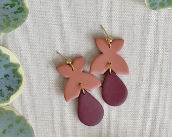 Ophelia Dangles in Brick & Wine | Modern Polymer Clay Statement Earrings | Gifts for Her