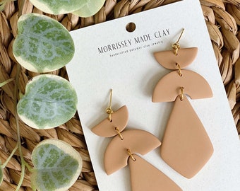 Valor Dangles in Camel | Modern Polymer Clay Statement Earrings | Gifts for Her