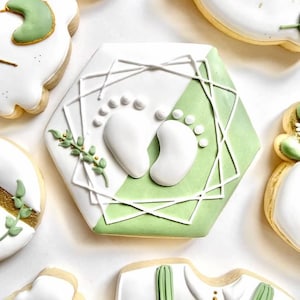 Baby Footprints Royal Icing-transfervellen (3 maten) - DIGITALE DOWNLOAD