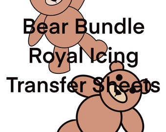 Bear Bundle Royal Icing Transfer Sheets (2 designs, 2 sizes each) - DIGITAL DOWNLOAD