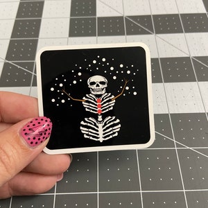 Skellie Snowman Glossy Sticker, radiology, skeleton