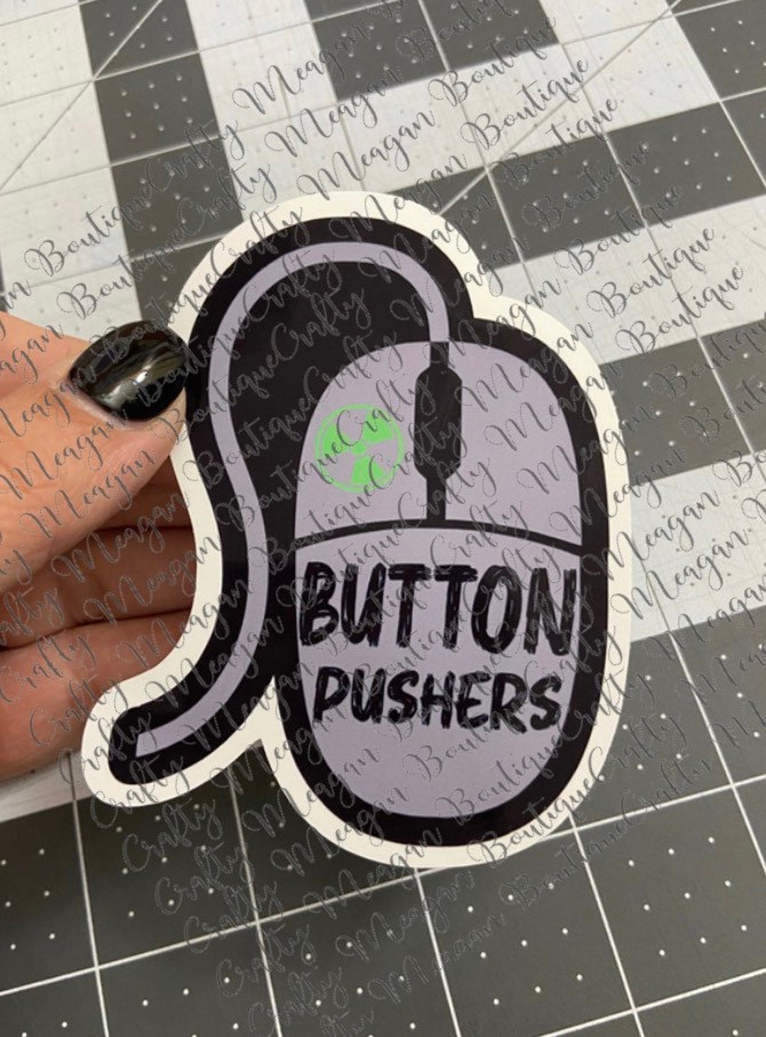 Button Pushers Glossy Sticker, Skeleton Crew, Rad Tech, Radiology