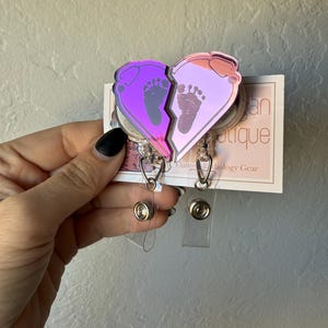Nurse Best Friends Heart Purple/Pink mirrored Badge Reels, Xray tech, ct tech, radiology , radiologic, labor and delivery, nicu