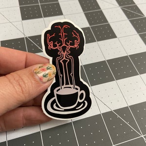 Coffee Brain Glossy Sticker, Brain food, caffeine, cta