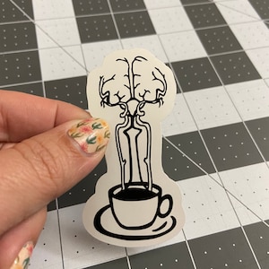 Coffee Brain Glossy Sticker, radiology, coffee lover, brain food