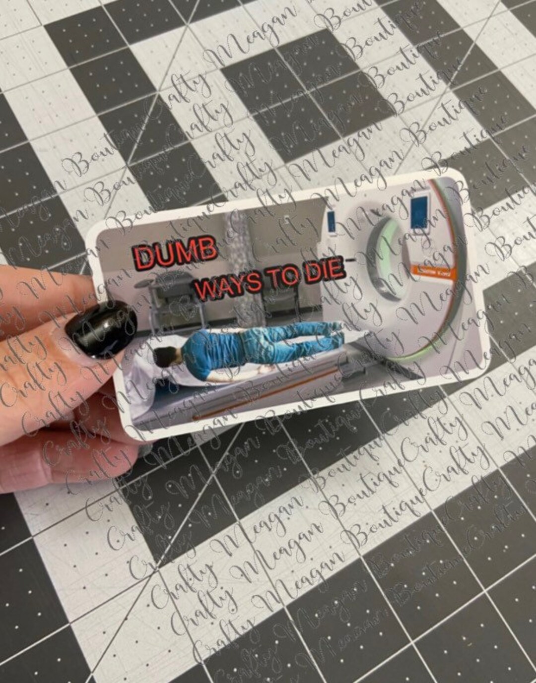 Dumb Ways to Die Cat Scan Glossy Sticker, Rad Tech, Xray Tech, Silly Patient, Xray Humor