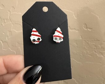 Christmas Tree Skull Stud Earrings, rad tech, radiologic Technologist, radiology, Xray tech, skeleton, ct tech, mri tech, little Debbie