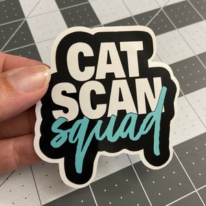 Cat Scan Squad Blue Glossy Sticker, ct tech, computed tomography, radiologic technologist, radiology