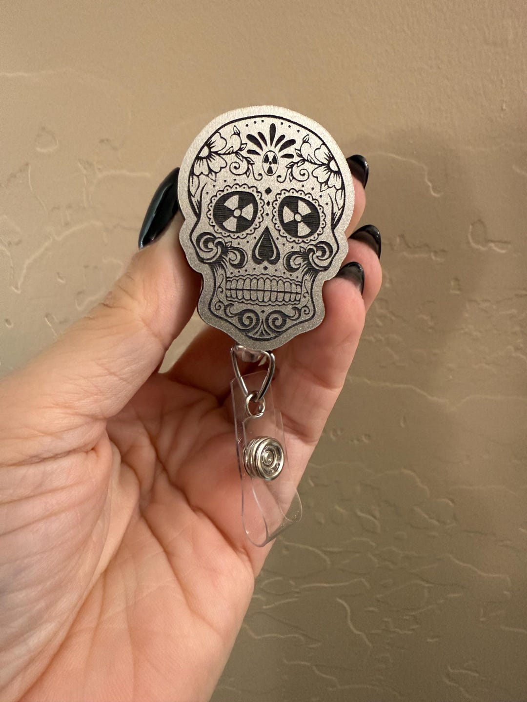 Radiology Sugar Skull Silver Sparkle W/black Badge Reel, Ct Tech ...
