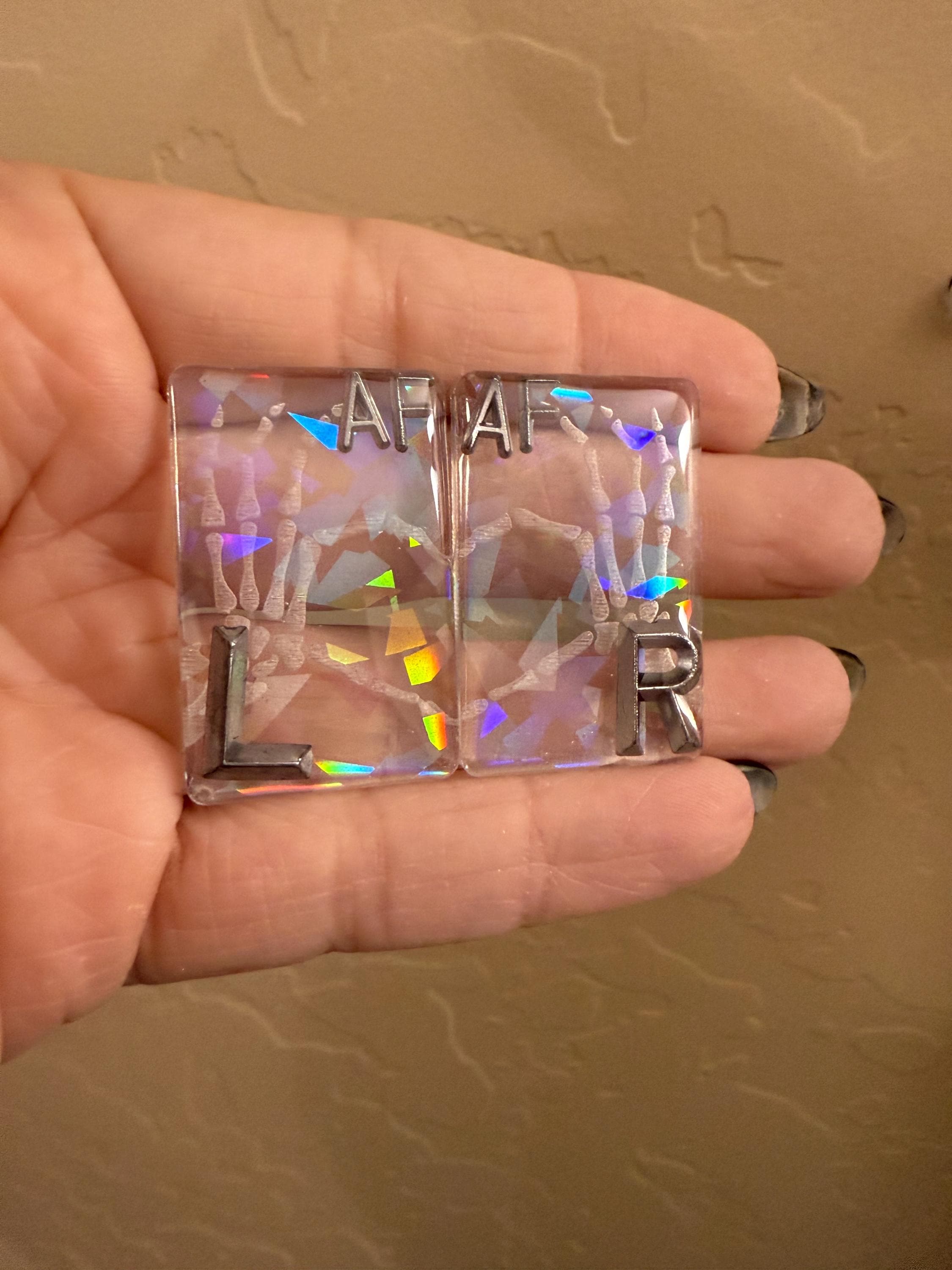 Skeleton Hands Heart see thru crackled Holographic See Thru  Xray Marker Set, xray, skeleton, rad tech, radiologic technologist, Xray tech