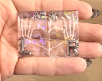 Juego de marcadores de rayos X holográficos transparentes con forma de corazón y esqueleto, rayos X, esqueleto, técnico radiólogo, tecnólogo radiológico, técnico de rayos X